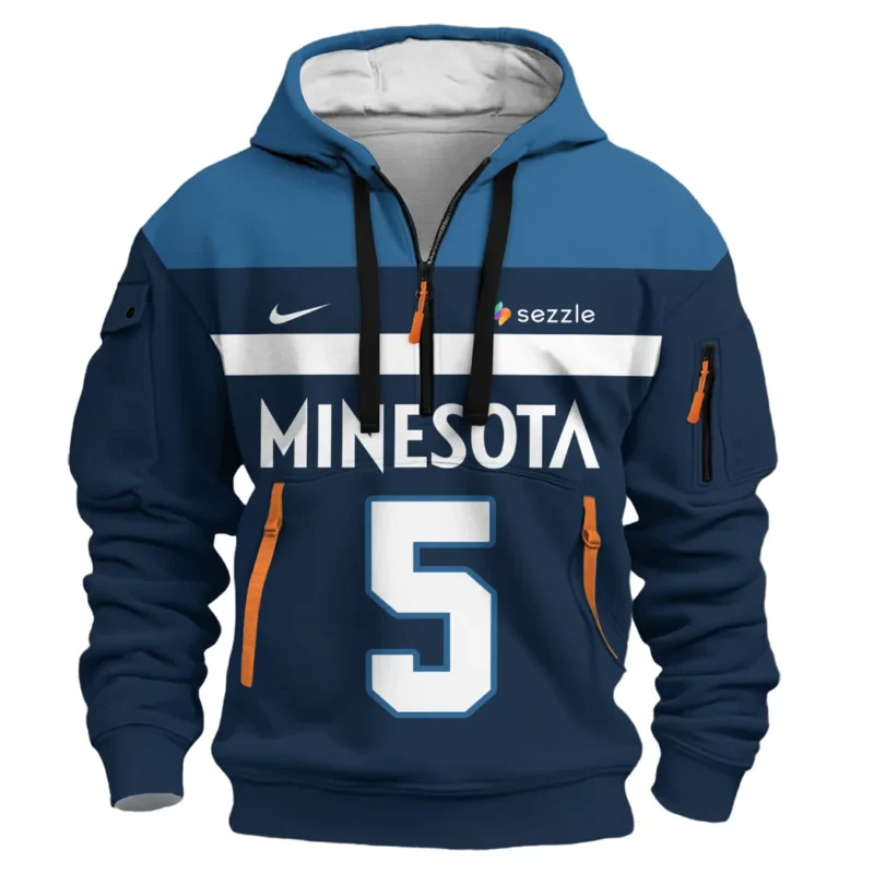 Anthony Edwards Basketball Hoodie Half Zipper NBA 2025 For Fan Anthony Edwards HVN1026TWAE052825HODZ - Image 2