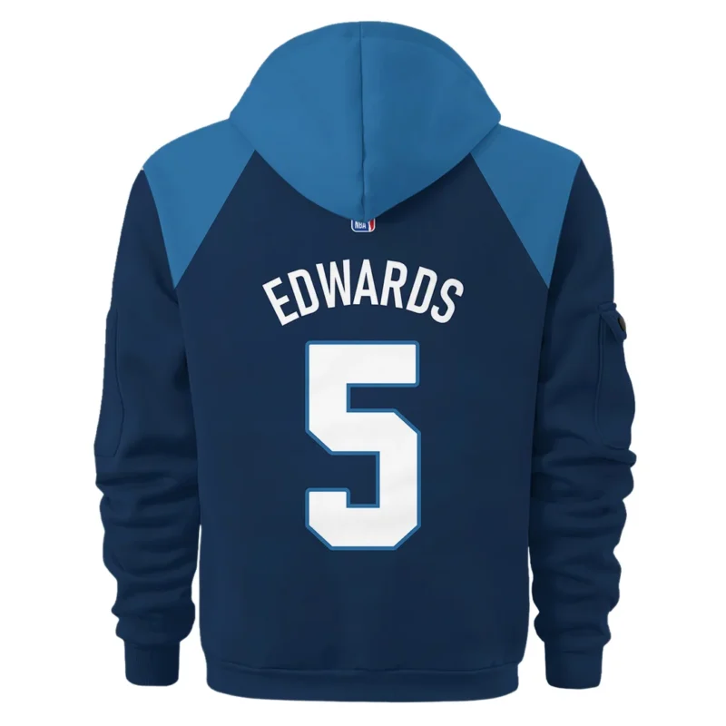 Anthony Edwards Basketball Hoodie Half Zipper NBA 2025 For Fan Anthony Edwards HVN1026TWAE052825HODZ - Image 3