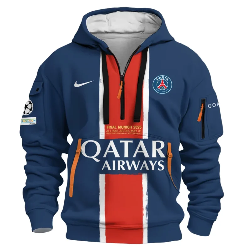 Football Hoodie Half Zipper UEFA Champion League 2025 For Fan Football HVN1033PSG053125HODZ - Image 2