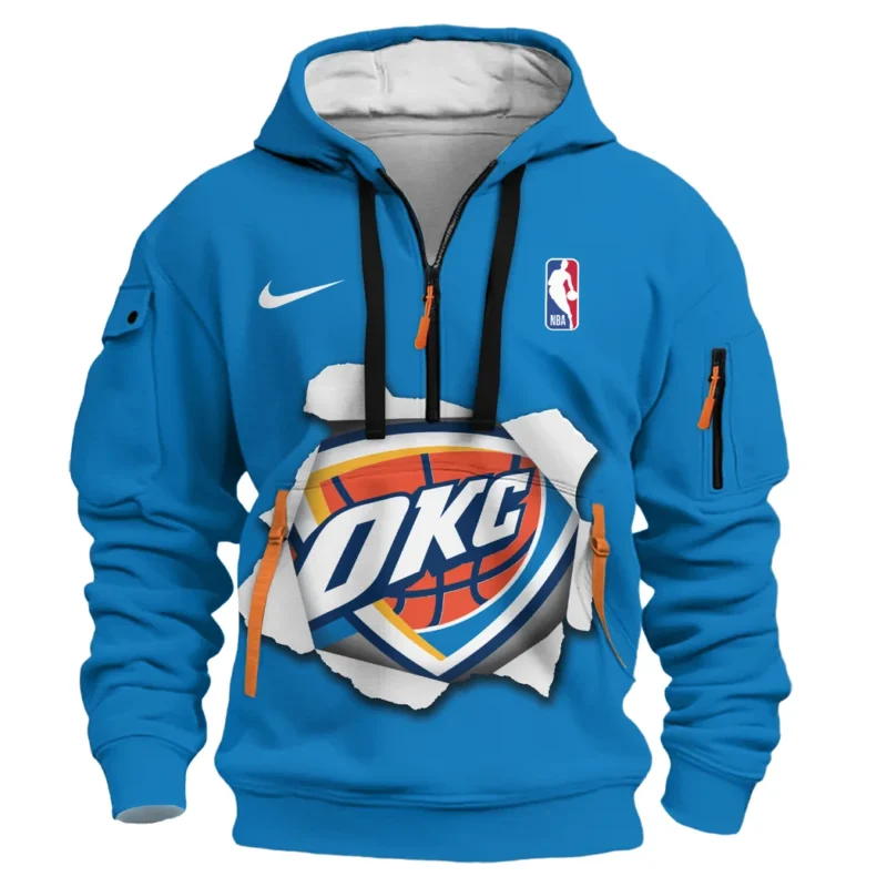 Basketball Hoodie Half Zipper NBA 2025 For Fan Basketball HVN1045THUNDER060325HODZ - Image 2