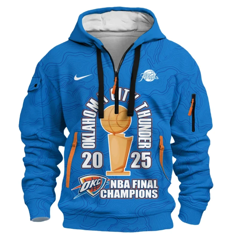Basketball Hoodie Half Zipper NBA 2025 For Fan Basketball HVN1089OKC062425HODZ - Image 2