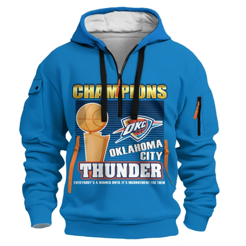 Basketball Hoodie Half Zipper NBA 2025 For Fan Basketball HVN1092OKC062425HODZ - Image 2