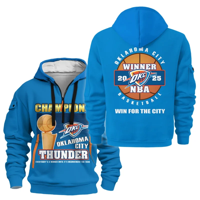 Basketball Hoodie Half Zipper NBA 2025 For Fan Basketball HVN1092OKC062425HODZ